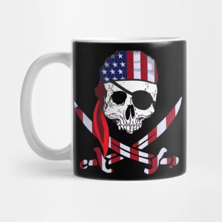 Skull American Pirate Floral Skeleton Mug